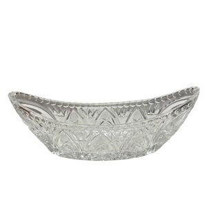 Vintage 1980’s Cut Crystal Service Plate Glass Relish Dish Appetizer Snack Bowl